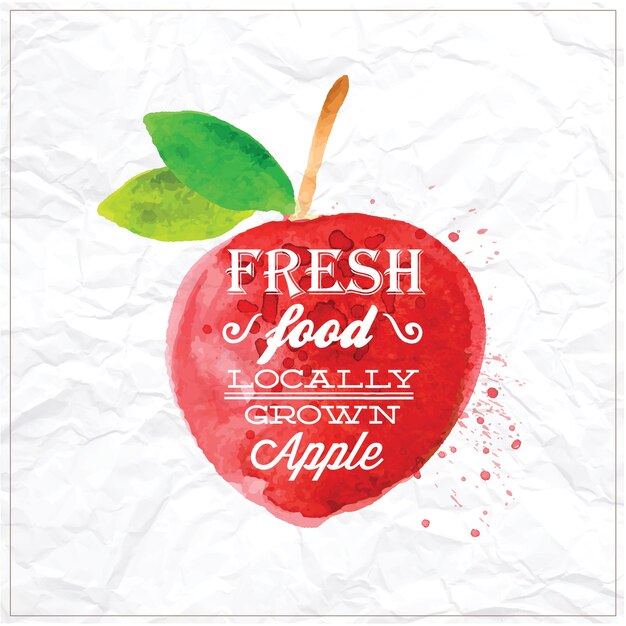 Watercolor apple with typography