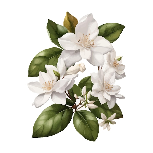 Watercolor arabian jasmine clipart editable white background