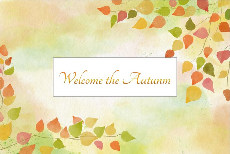 Vector watercolor art fall background autumn leaves with copyspace