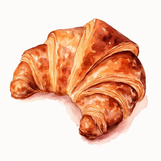 Watercolor art style fried croissant drawing