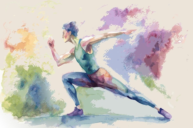 Vector a watercolor artwork showcasing a woman running blended with vibrant hues