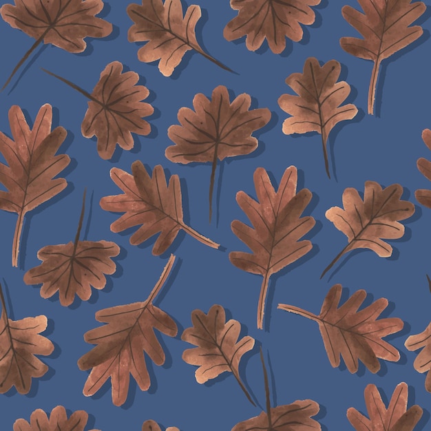 Watercolor autumn branches with leaves seasonal seamless pattern