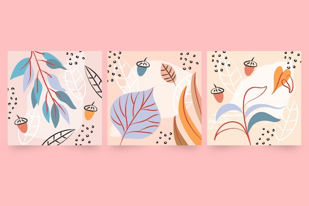 Watercolor autumn card collection