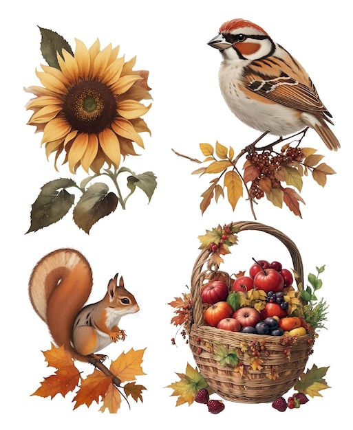 Watercolor autumn clipart Illustration Vintage Fall clipart for Fall Decoration