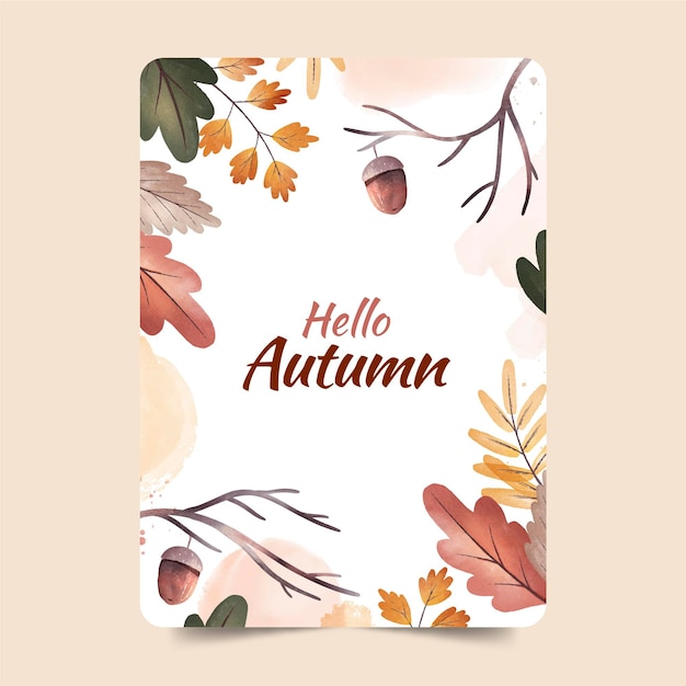 Cartolina d'auguri della foresta di autunno dell'acquerello