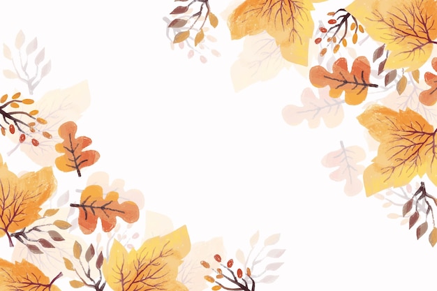 Vector watercolor autumn leaves background