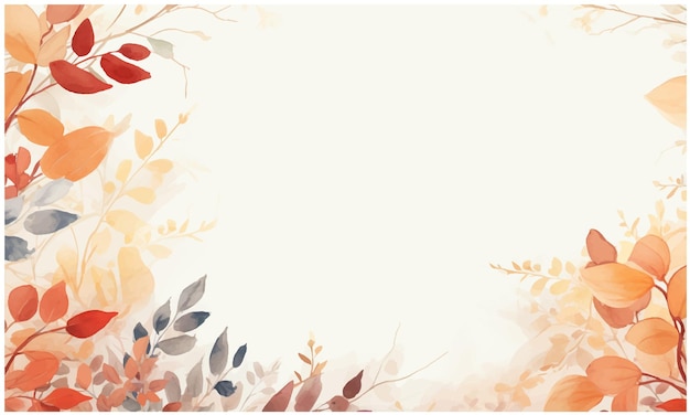 Vector watercolor autumn leaves floral frame