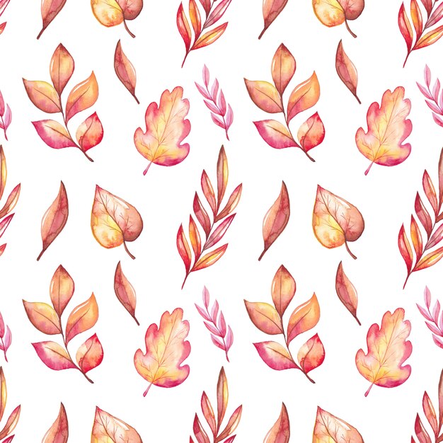 Vector watercolor autumn leaves pattern