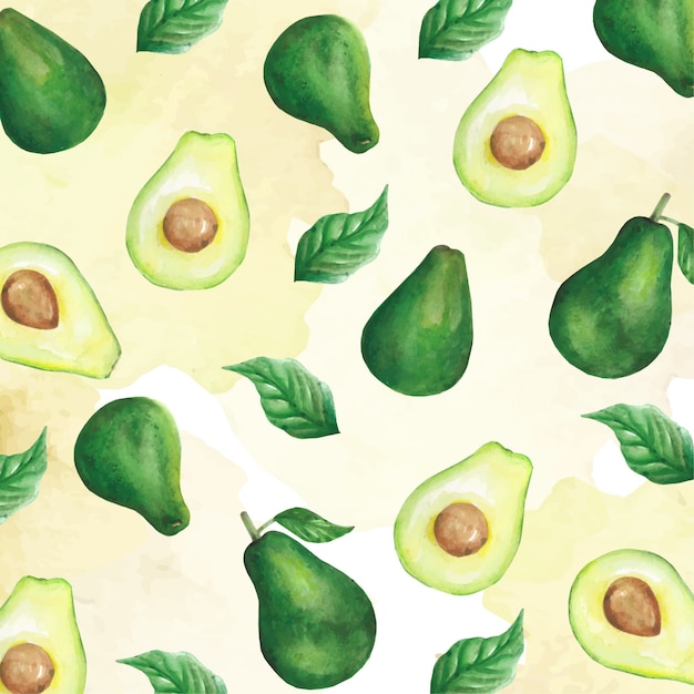 Watercolor avocado pattern