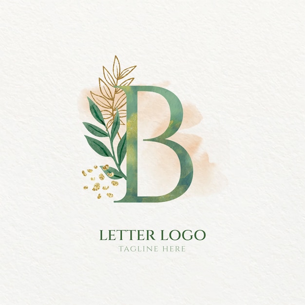 Вектор Шаблон логотипа акварель b письмо