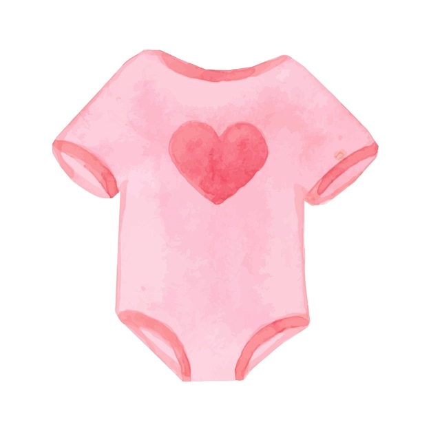 Vector watercolor baby bodysuit pink baby shower vector illustration