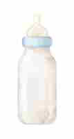 Vector watercolor baby bottle for milk. hand drawn illustration on isolated background. object for child