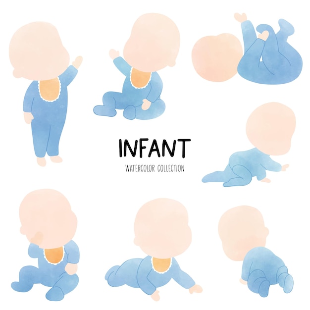 Illustrazione vettoriale infantile del neonato dell'acquerello