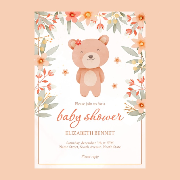 Watercolor baby shower invitation