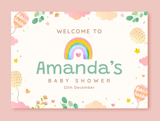 watercolor baby shower party poster