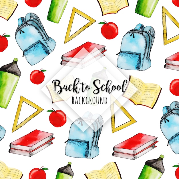 watercolor back to school background