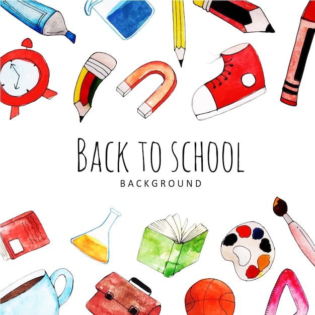 Watercolor Back To School Background