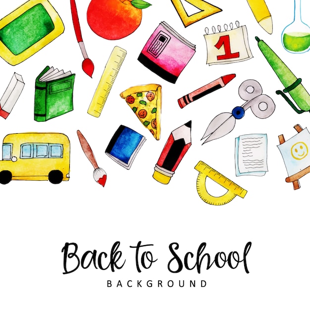 Watercolor Back To School Background