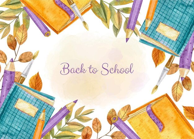 Watercolor back to school background