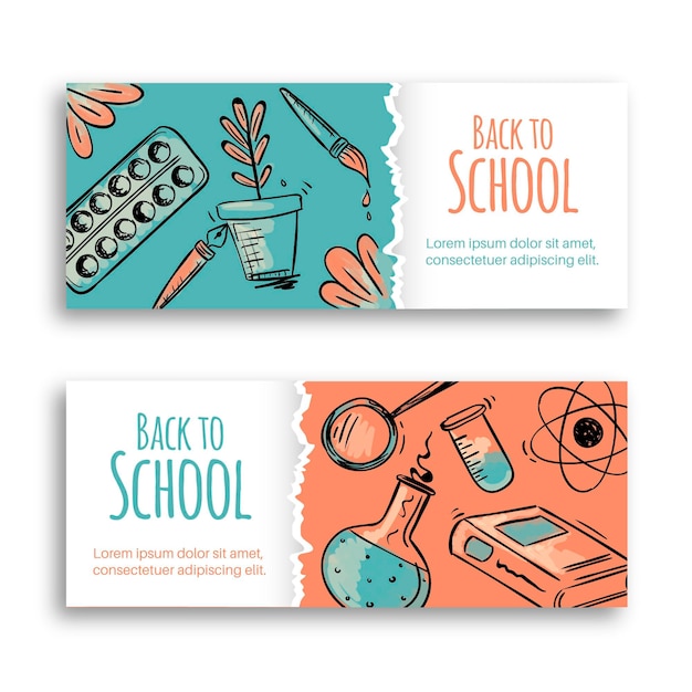 Watercolor back to school banners