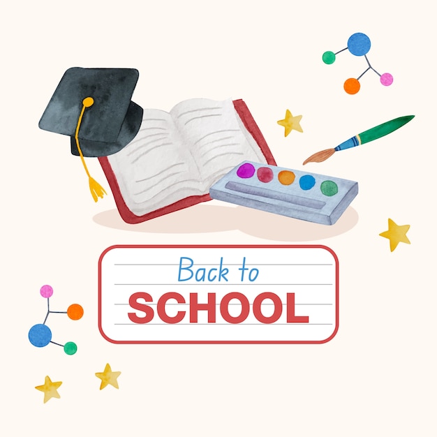 Watercolor back to school illustration