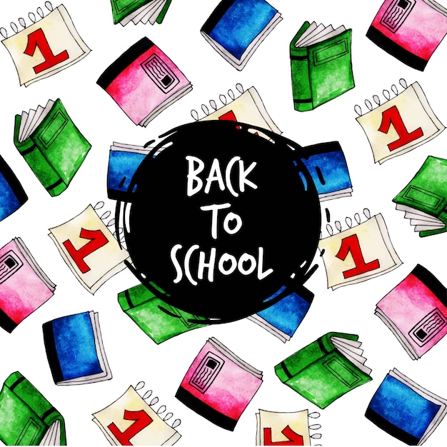 Watercolor Back To School Pattern Background