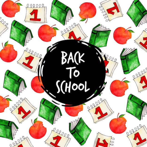 Watercolor back to school pattern background