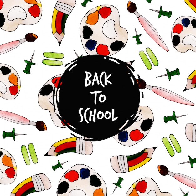 Акварель back to school pattern background