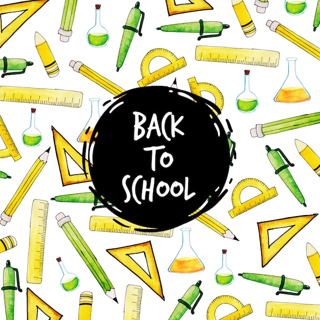 Вектор Акварель back to school pattern background