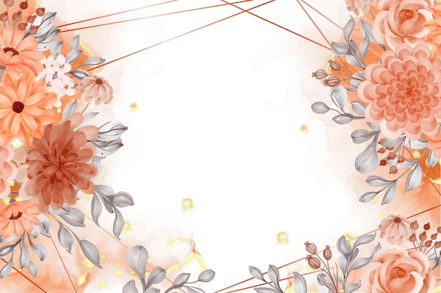 Акварель фон абстрактный цветок оранжевая осенняя тема с белым пространством