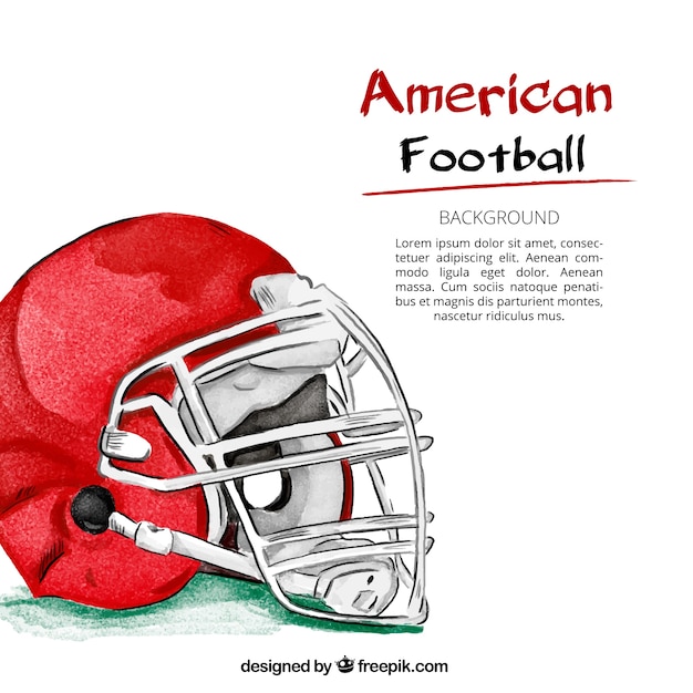 Vector watercolor background of american football helmet