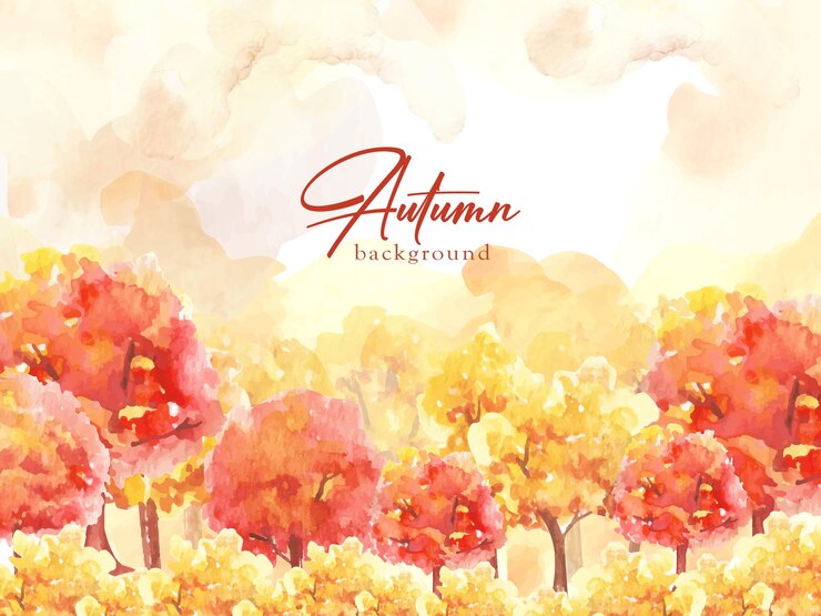 वेक्टर watercolor background of autumn season forest