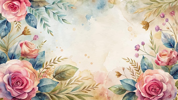 Vector watercolor background featuring beautiful flowers