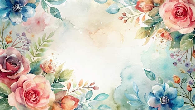 Vector watercolor background featuring beautiful flowers