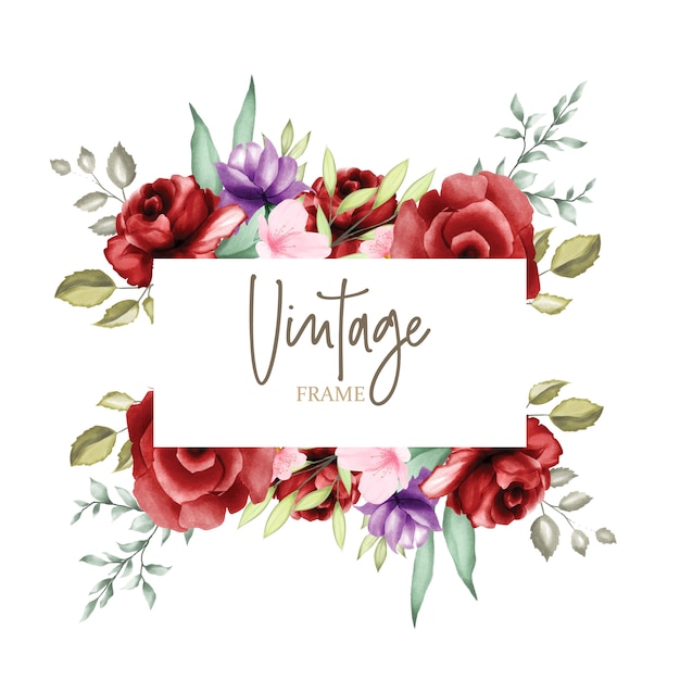 Vector watercolor background floral frame