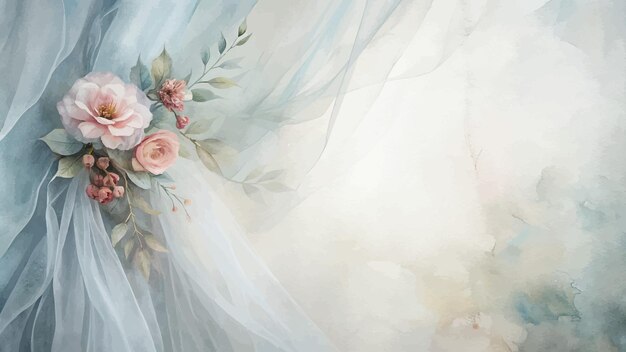 Vector watercolor background of flower veil