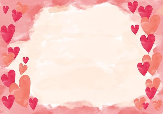 watercolor background and love decorations