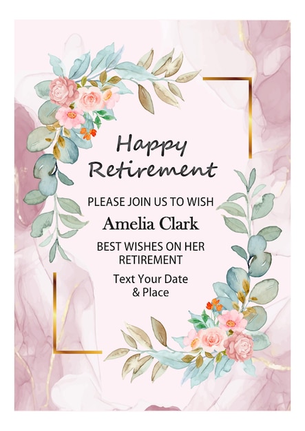 Watercolor background retirement greeting card