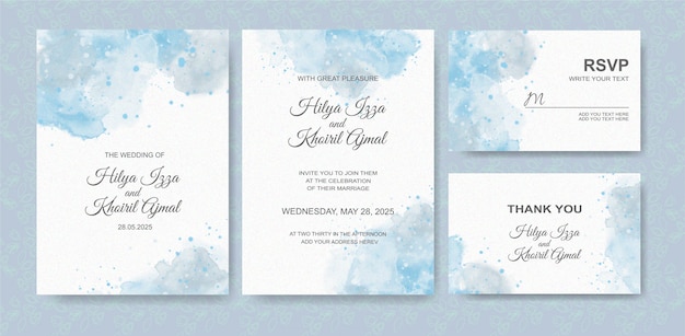 Watercolor background on wedding invitation template