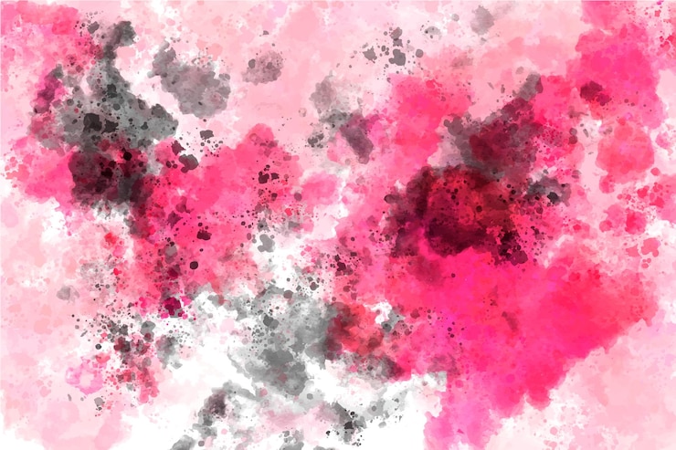 Vector 粉紅色和黑色白色畫布上的水彩背景