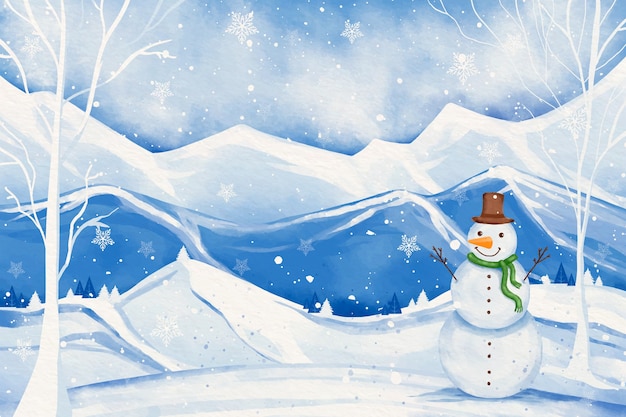 watercolor background for wintertime season