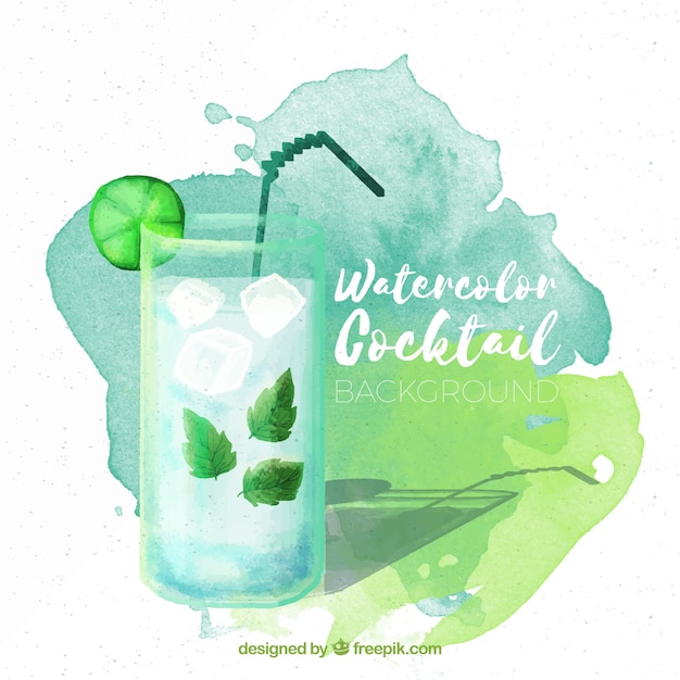 Watercolor background with delicious mojito