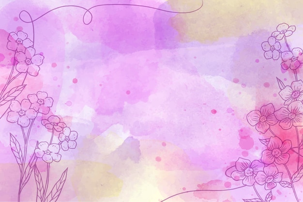 Watercolor background with drawing elements