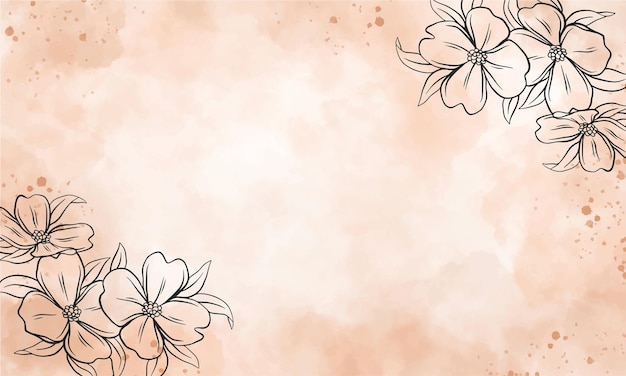 Vector watercolor background with elegant nature flowers.