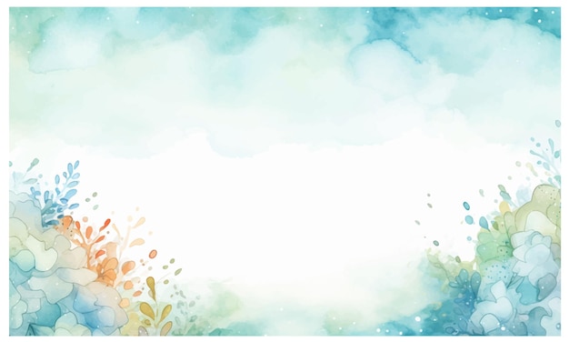 Vector watercolor background with flowers