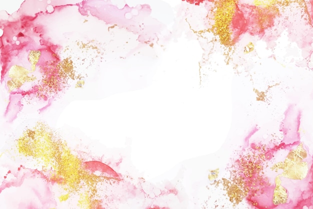 Vector watercolor background with golden foil