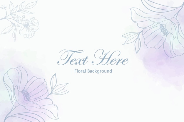 Vector watercolor background with hand drawn flower