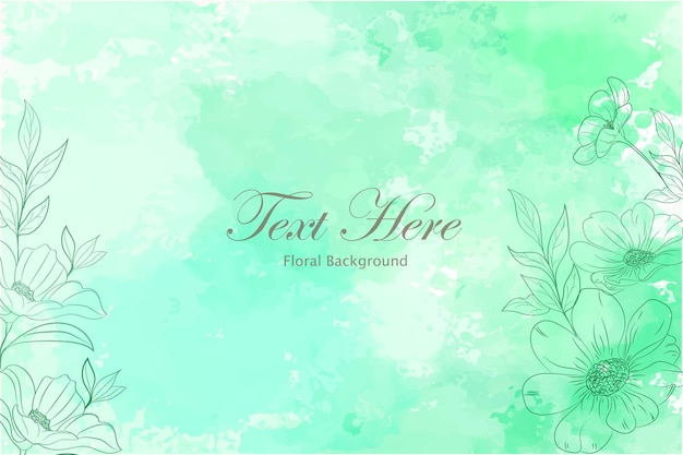 Vector watercolor background with hand drawn flower