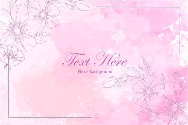 Vector watercolor background with hand drawn flower