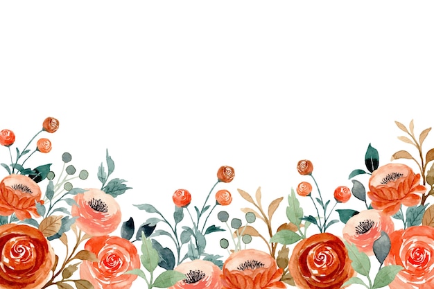 Watercolor background with peach flower